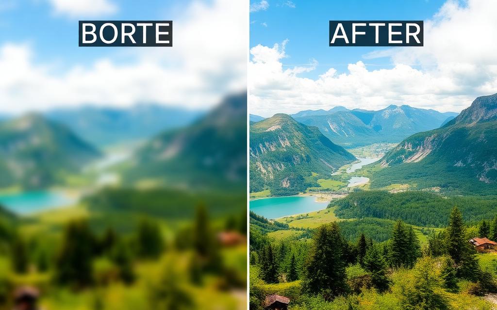 Result of: Enhance a blurry landscape photo